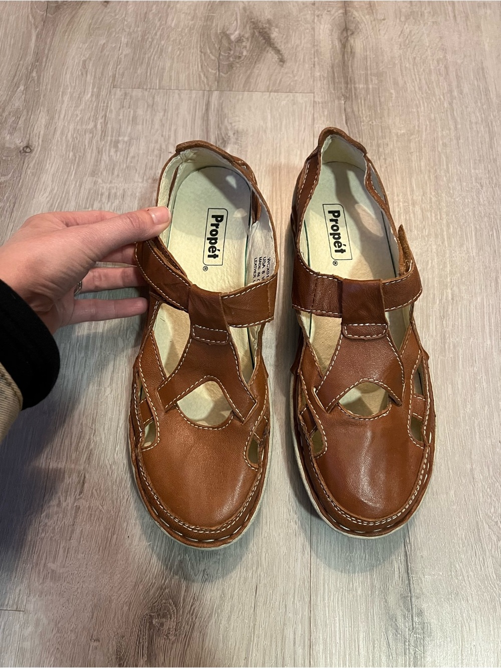Propet Brown Women's Leather Cutout Sandals